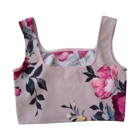 [B7] Fashion Nova Floral Square Neck Crop Top, Size Small - Picture 1 of 3